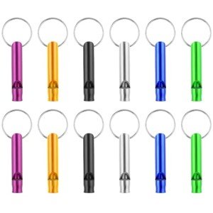 Aluminum Emergency Whistle Keychain - 12 Pack