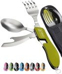 Portable 4-in-1 Camping Utensils Set - Neon Green