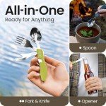 Portable 4-in-1 Camping Utensils Set - Neon Green