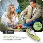 Portable 4-in-1 Camping Utensils Set - Neon Green