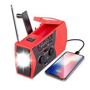 GREATONE Solar Crank Emergency Weather Radio Red