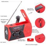 GREATONE Solar Crank Emergency Weather Radio Red