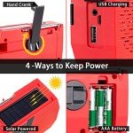 GREATONE Solar Crank Emergency Weather Radio Red