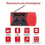 GREATONE Solar Crank Emergency Weather Radio Red