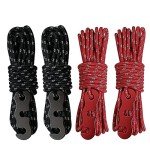 Reflective Tent Wind Ropes with Adjusters - 4 Pack