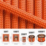 Strong 100ft Paracord Rope 850 lb - Orange