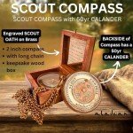 Engraved Compass in Wooden Box for Scouts