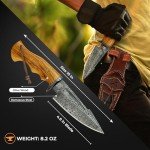 Damascus Fixed Blade Knife with Holster for Outdoors