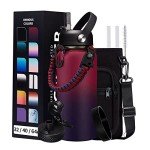Insulated 32OZ Water Bottle with Straw & Sleeve