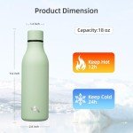 Green Stainless Steel Insulated Water Bottle 530ml