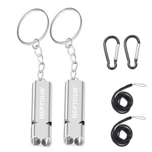 Premium Emergency Whistles with Lanyard - 2 Pack