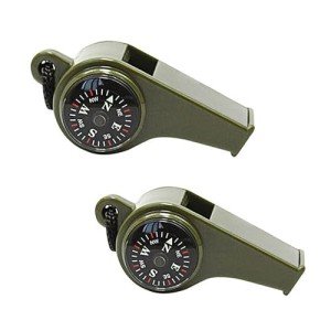 2-Pack Survival Whistle with Compass and Thermometer