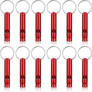 12-Pack Emergency Whistles with Keychain - Loud Safety