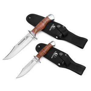 Mossy Oak Bowie Knife with Leather Handle & Sheath