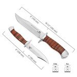 Mossy Oak Bowie Knife with Leather Handle & Sheath