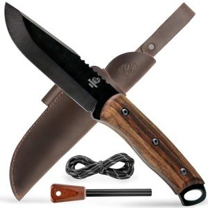 Survival Bushcraft Knife with Fire Starter Kit