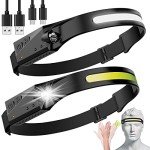 Rechargeable LED Headlamps with Motion Sensor - 2 Pack