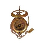 Vintage Brass Sundial Compass with Leather Case