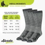 Thermal Merino Wool Hiking Socks - 3 Pairs