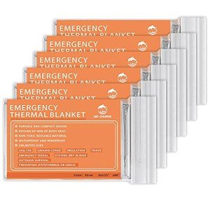 Mylar Thermal Blankets Survival Kit (Pack of 6)