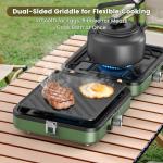 Portable 2-Burner Camping Stove with Griddle