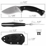 Survival Fixed Blade Knife with Kydex Sheath