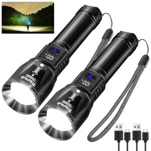 Rechargeable 2-Pack High Lumens Flashlights for Emergencies
