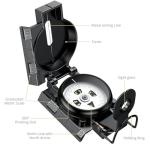 Military-Grade Hiking Compass with Lanyard and Pouch