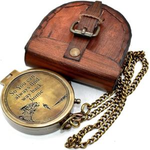 Waterproof Brass Compass with Leather Case