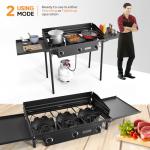 Portable 3-Burner Propane Stove with Wind Shield