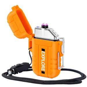 Rechargeable Windproof Arc Lighter with Emergency Whistle
