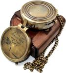 Waterproof Brass Compass with Leather Case