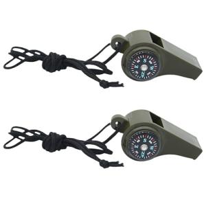 2-Pack Survival Whistle with Compass and Thermometer