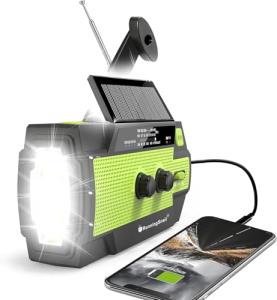 Solar Crank Weather Radio with Flashlight and Charger