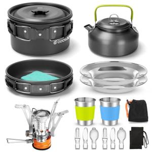 16-Piece Camping Cookware Set with Folding Stove