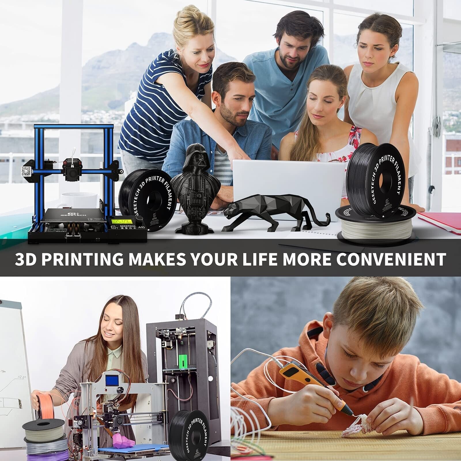 Geeetech ABS 1.75mm Black Filament for 3D Printers