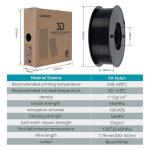 Kingroon Nylon 3D Printer Filament - Black 1.75mm