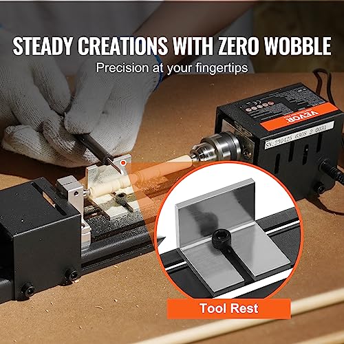 VEVOR 24V Mini Wood Lathe with 7 Speeds