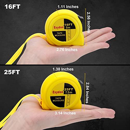 Esydon Retractable Measuring Tape – 25ft/16ft Packs