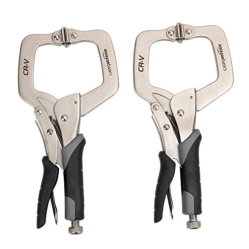 Amazon Basics 28 cm Clamps, 2-Pack, Black/Silver