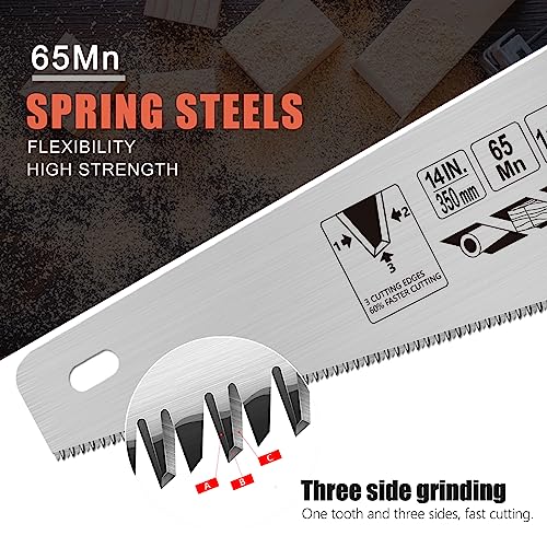 14-Inch Ergonomic Wood Hand Saw with Non-Slip Grip