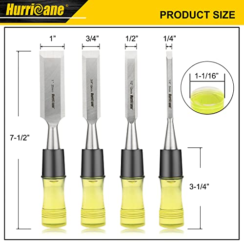 Hurricane 4-Piece Wood Chisel Set with Beveled Edge