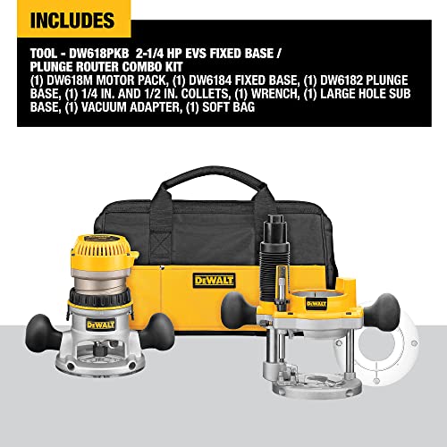 DEWALT 2-1/4 HP Router Combo Kit with Soft Start