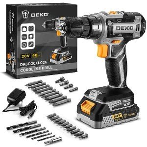 DEKO PRO 20V Cordless Drill Set with Battery