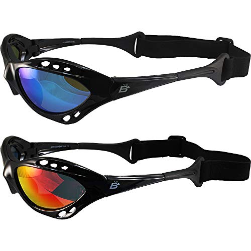Birdz Seahawk Polarized Sunglasses Black Frames Blue + Red