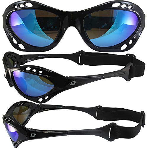 Birdz Seahawk Polarized Sunglasses Black Frames Blue + Red