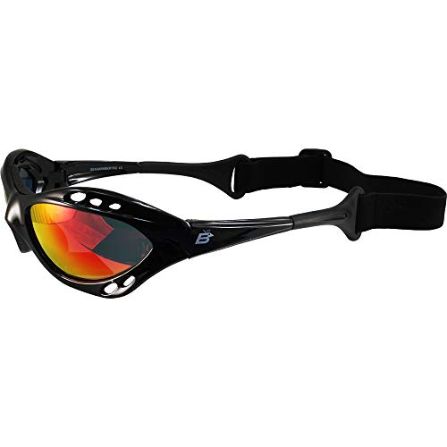 Birdz Seahawk Polarized Sunglasses Black Frames Blue + Red