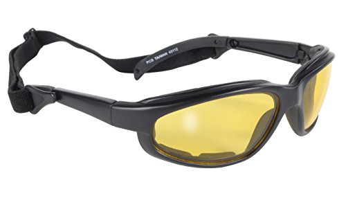 Detachable Strap Padded Riding Sunglasses (Black/Yellow)