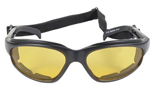 Detachable Strap Padded Riding Sunglasses (Black/Yellow)