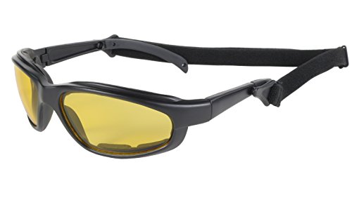 Detachable Strap Padded Riding Sunglasses (Black/Yellow)